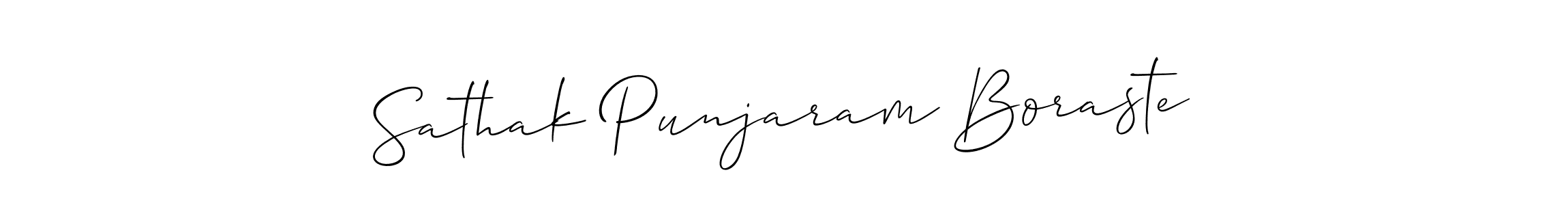 Also we have Sathak Punjaram Boraste name is the best signature style. Create professional handwritten signature collection using Allison_Script autograph style. Sathak Punjaram Boraste signature style 2 images and pictures png