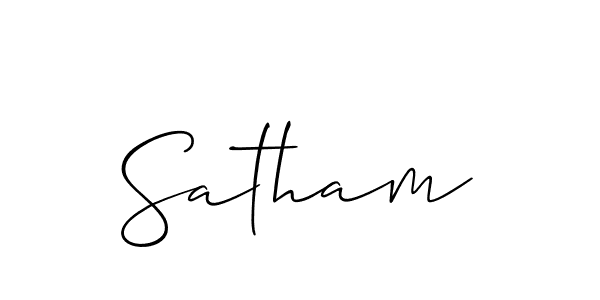 if you are searching for the best signature style for your name Satham. so please give up your signature search. here we have designed multiple signature styles  using Allison_Script. Satham signature style 2 images and pictures png