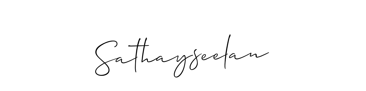 How to make Sathayseelan name signature. Use Allison_Script style for creating short signs online. This is the latest handwritten sign. Sathayseelan signature style 2 images and pictures png