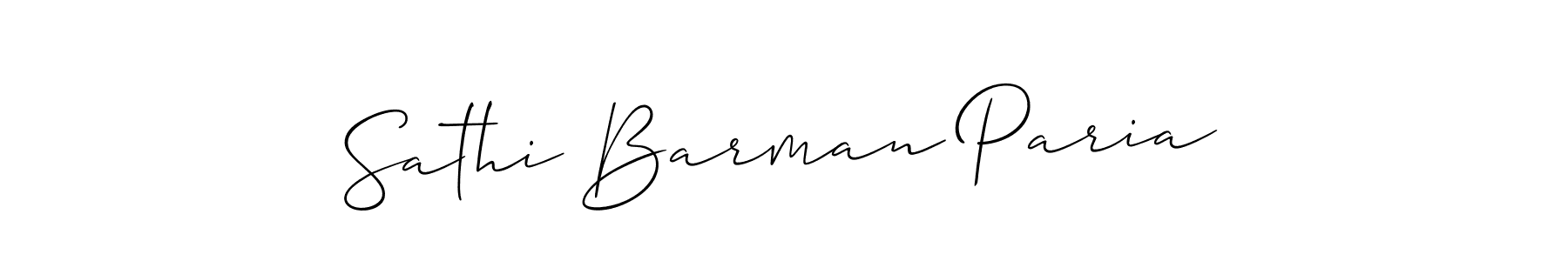 This is the best signature style for the Sathi Barman Paria name. Also you like these signature font (Allison_Script). Mix name signature. Sathi Barman Paria signature style 2 images and pictures png