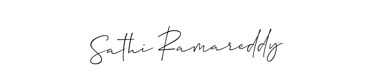 The best way (Allison_Script) to make a short signature is to pick only two or three words in your name. The name Sathi Ramareddy include a total of six letters. For converting this name. Sathi Ramareddy signature style 2 images and pictures png