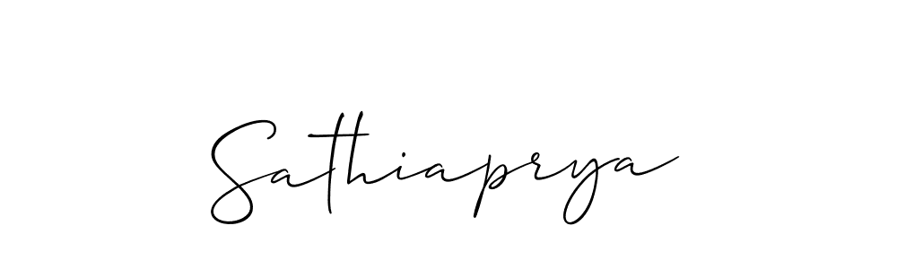 How to make Sathiaprya name signature. Use Allison_Script style for creating short signs online. This is the latest handwritten sign. Sathiaprya signature style 2 images and pictures png