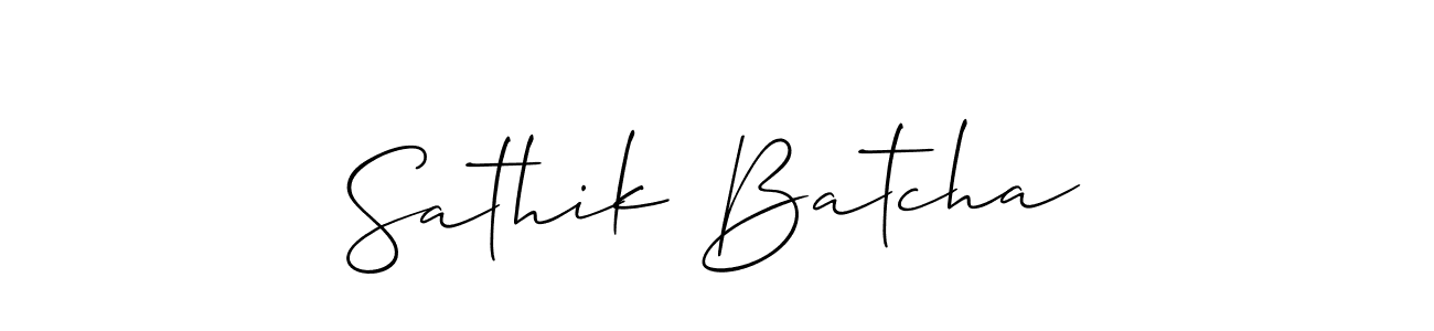 Make a beautiful signature design for name Sathik Batcha. With this signature (Allison_Script) style, you can create a handwritten signature for free. Sathik Batcha signature style 2 images and pictures png