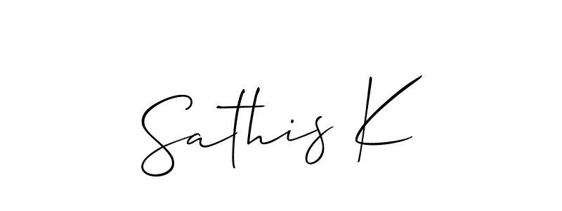 Sathis K stylish signature style. Best Handwritten Sign (Allison_Script) for my name. Handwritten Signature Collection Ideas for my name Sathis K. Sathis K signature style 2 images and pictures png