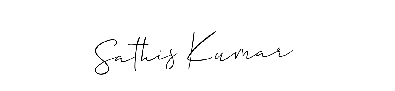 It looks lik you need a new signature style for name Sathis Kumar . Design unique handwritten (Allison_Script) signature with our free signature maker in just a few clicks. Sathis Kumar  signature style 2 images and pictures png