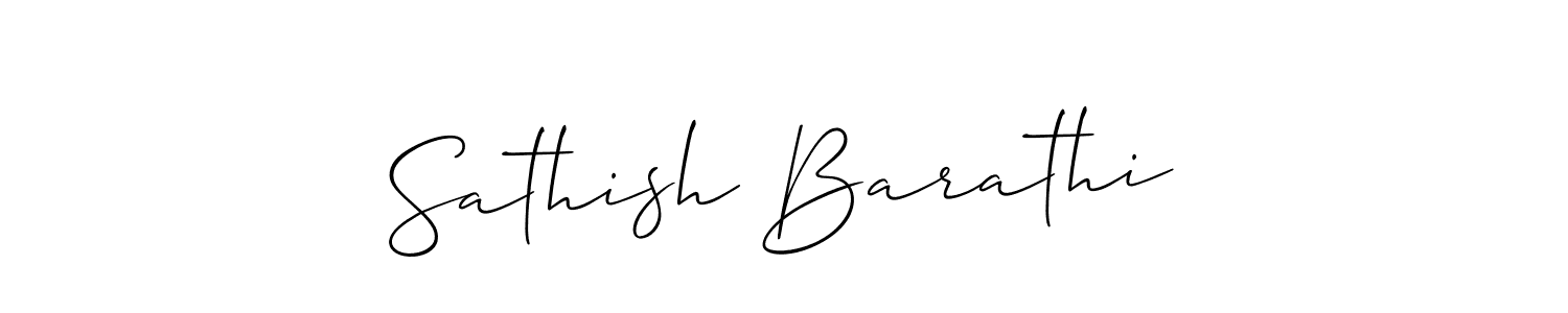 Create a beautiful signature design for name Sathish Barathi. With this signature (Allison_Script) fonts, you can make a handwritten signature for free. Sathish Barathi signature style 2 images and pictures png