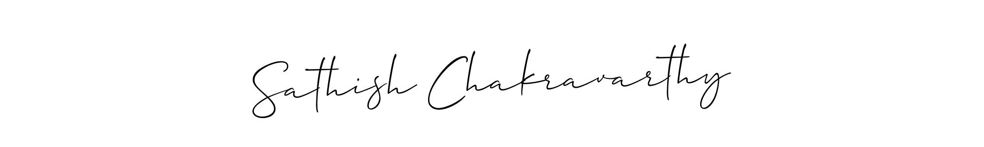 How to make Sathish Chakravarthy name signature. Use Allison_Script style for creating short signs online. This is the latest handwritten sign. Sathish Chakravarthy signature style 2 images and pictures png