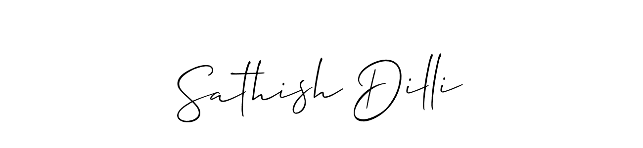 if you are searching for the best signature style for your name Sathish Dilli. so please give up your signature search. here we have designed multiple signature styles  using Allison_Script. Sathish Dilli signature style 2 images and pictures png