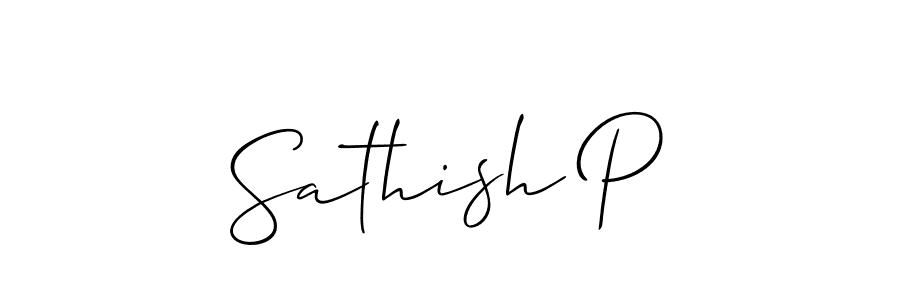 Design your own signature with our free online signature maker. With this signature software, you can create a handwritten (Allison_Script) signature for name Sathish P. Sathish P signature style 2 images and pictures png