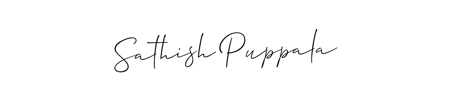 How to make Sathish Puppala name signature. Use Allison_Script style for creating short signs online. This is the latest handwritten sign. Sathish Puppala signature style 2 images and pictures png