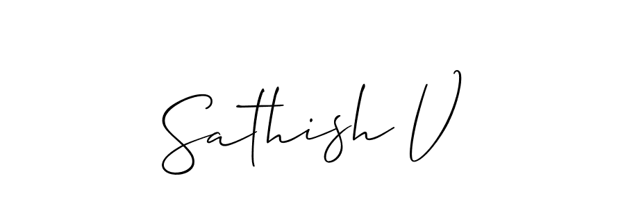 Make a short Sathish V signature style. Manage your documents anywhere anytime using Allison_Script. Create and add eSignatures, submit forms, share and send files easily. Sathish V signature style 2 images and pictures png