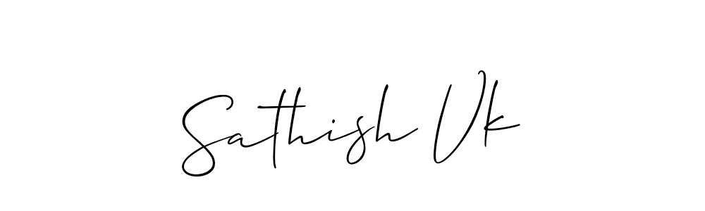 How to make Sathish Vk signature? Allison_Script is a professional autograph style. Create handwritten signature for Sathish Vk name. Sathish Vk signature style 2 images and pictures png