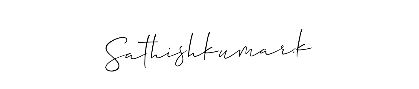 How to Draw Sathishkumar.k signature style? Allison_Script is a latest design signature styles for name Sathishkumar.k. Sathishkumar.k signature style 2 images and pictures png