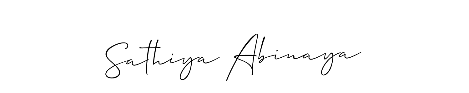 Make a beautiful signature design for name Sathiya Abinaya. With this signature (Allison_Script) style, you can create a handwritten signature for free. Sathiya Abinaya signature style 2 images and pictures png