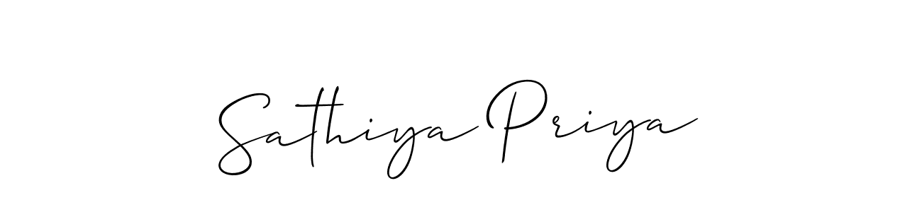 Design your own signature with our free online signature maker. With this signature software, you can create a handwritten (Allison_Script) signature for name Sathiya Priya. Sathiya Priya signature style 2 images and pictures png