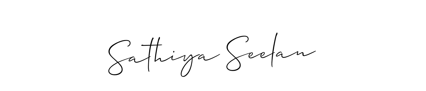 How to make Sathiya Seelan name signature. Use Allison_Script style for creating short signs online. This is the latest handwritten sign. Sathiya Seelan signature style 2 images and pictures png