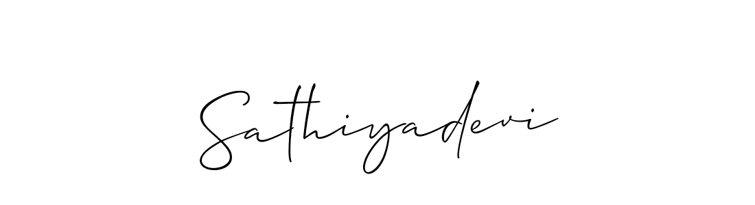 Also we have Sathiyadevi name is the best signature style. Create professional handwritten signature collection using Allison_Script autograph style. Sathiyadevi signature style 2 images and pictures png