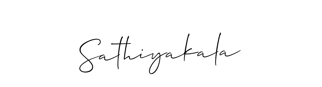 Make a beautiful signature design for name Sathiyakala. With this signature (Allison_Script) style, you can create a handwritten signature for free. Sathiyakala signature style 2 images and pictures png