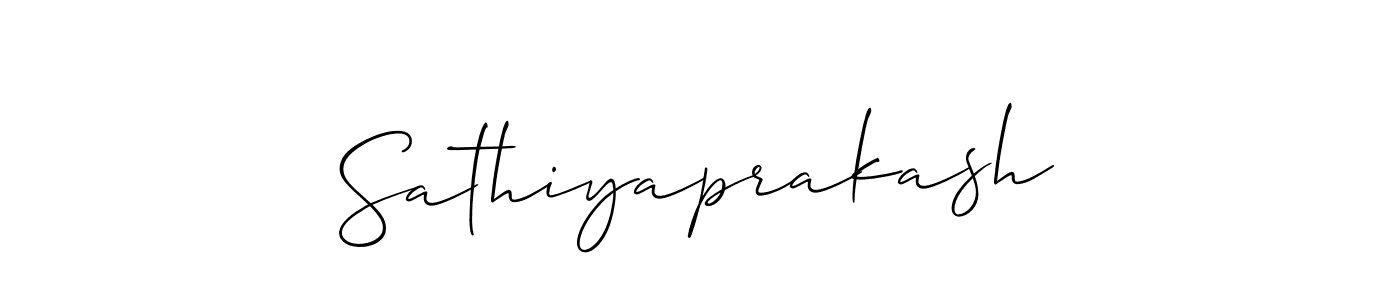 Also we have Sathiyaprakash name is the best signature style. Create professional handwritten signature collection using Allison_Script autograph style. Sathiyaprakash signature style 2 images and pictures png