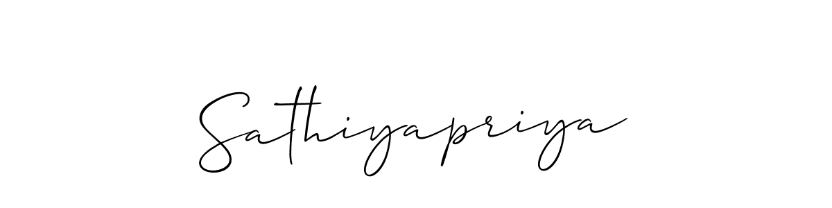 Make a beautiful signature design for name Sathiyapriya. With this signature (Allison_Script) style, you can create a handwritten signature for free. Sathiyapriya signature style 2 images and pictures png