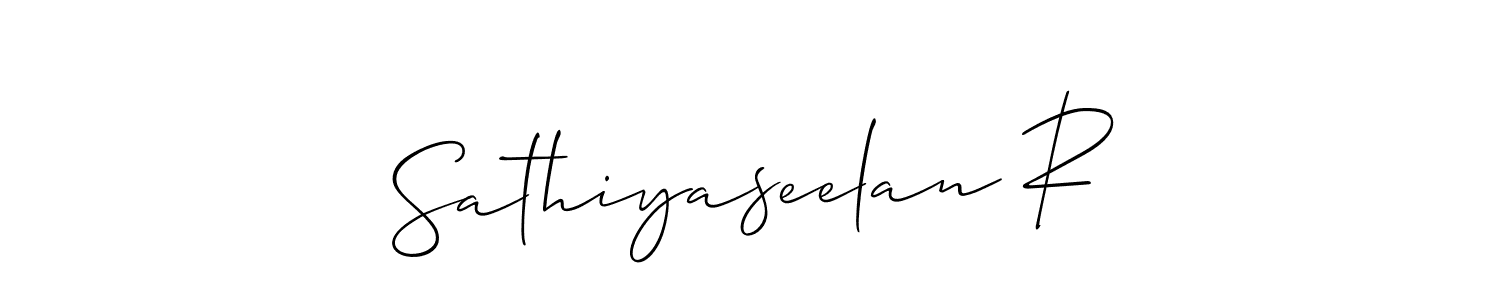 How to make Sathiyaseelan R signature? Allison_Script is a professional autograph style. Create handwritten signature for Sathiyaseelan R name. Sathiyaseelan R signature style 2 images and pictures png