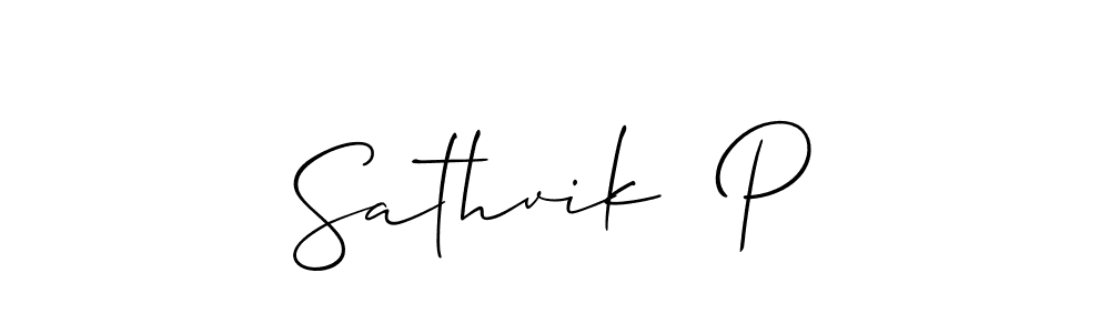 Use a signature maker to create a handwritten signature online. With this signature software, you can design (Allison_Script) your own signature for name Sathvik  P. Sathvik  P signature style 2 images and pictures png
