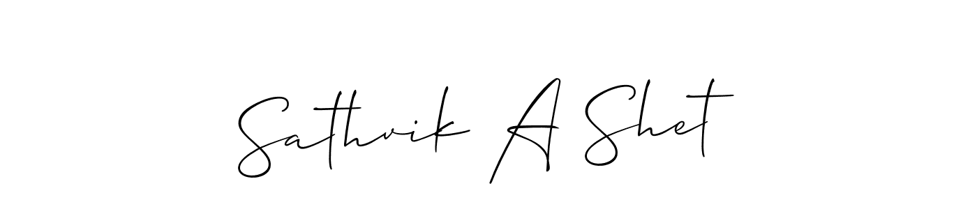 How to make Sathvik A Shet signature? Allison_Script is a professional autograph style. Create handwritten signature for Sathvik A Shet name. Sathvik A Shet signature style 2 images and pictures png