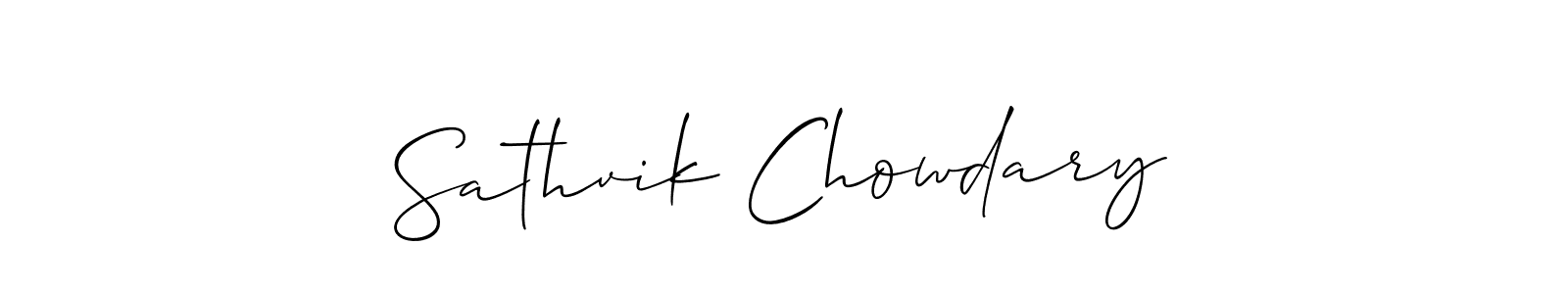 This is the best signature style for the Sathvik Chowdary name. Also you like these signature font (Allison_Script). Mix name signature. Sathvik Chowdary signature style 2 images and pictures png