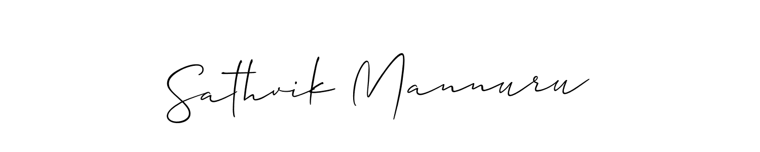 Make a beautiful signature design for name Sathvik Mannuru. With this signature (Allison_Script) style, you can create a handwritten signature for free. Sathvik Mannuru signature style 2 images and pictures png