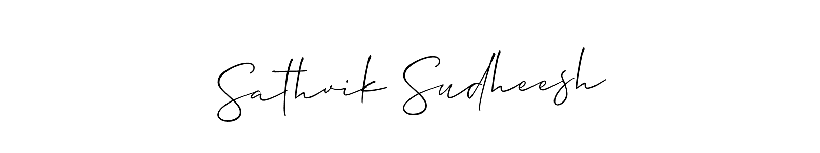 How to make Sathvik Sudheesh name signature. Use Allison_Script style for creating short signs online. This is the latest handwritten sign. Sathvik Sudheesh signature style 2 images and pictures png