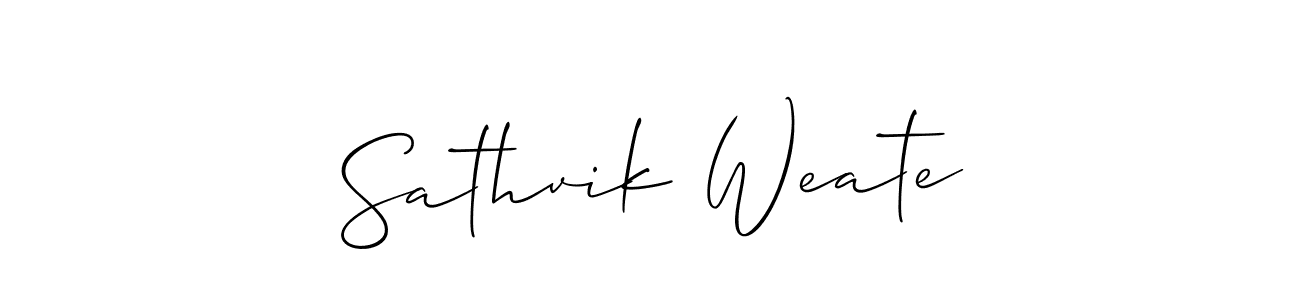 It looks lik you need a new signature style for name Sathvik Weate. Design unique handwritten (Allison_Script) signature with our free signature maker in just a few clicks. Sathvik Weate signature style 2 images and pictures png