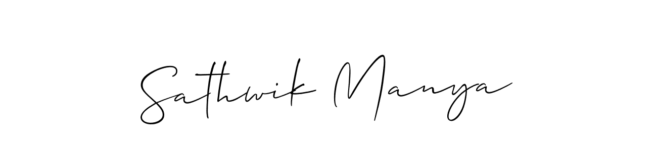 Use a signature maker to create a handwritten signature online. With this signature software, you can design (Allison_Script) your own signature for name Sathwik Manya. Sathwik Manya signature style 2 images and pictures png