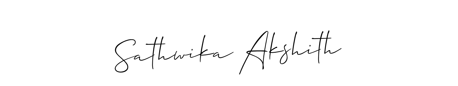 This is the best signature style for the Sathwika Akshith name. Also you like these signature font (Allison_Script). Mix name signature. Sathwika Akshith signature style 2 images and pictures png