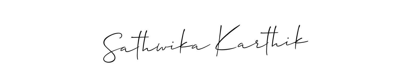 How to make Sathwika Karthik signature? Allison_Script is a professional autograph style. Create handwritten signature for Sathwika Karthik name. Sathwika Karthik signature style 2 images and pictures png