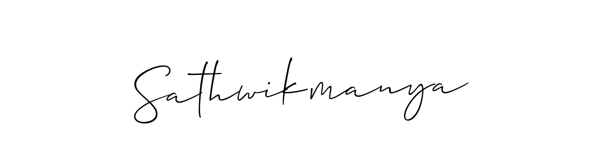 Use a signature maker to create a handwritten signature online. With this signature software, you can design (Allison_Script) your own signature for name Sathwikmanya. Sathwikmanya signature style 2 images and pictures png