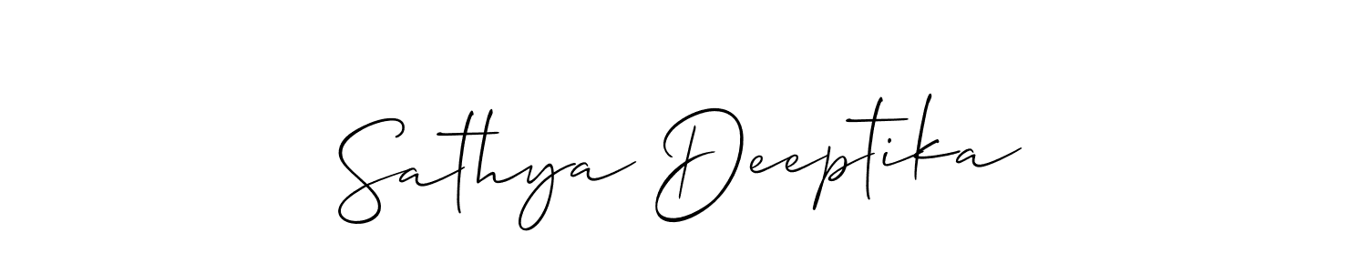 Create a beautiful signature design for name Sathya Deeptika. With this signature (Allison_Script) fonts, you can make a handwritten signature for free. Sathya Deeptika signature style 2 images and pictures png