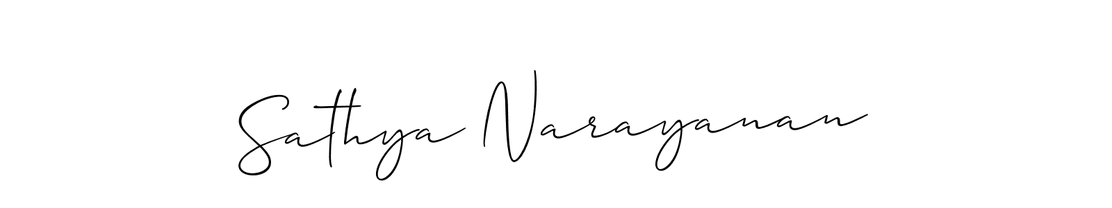 Use a signature maker to create a handwritten signature online. With this signature software, you can design (Allison_Script) your own signature for name Sathya Narayanan. Sathya Narayanan signature style 2 images and pictures png