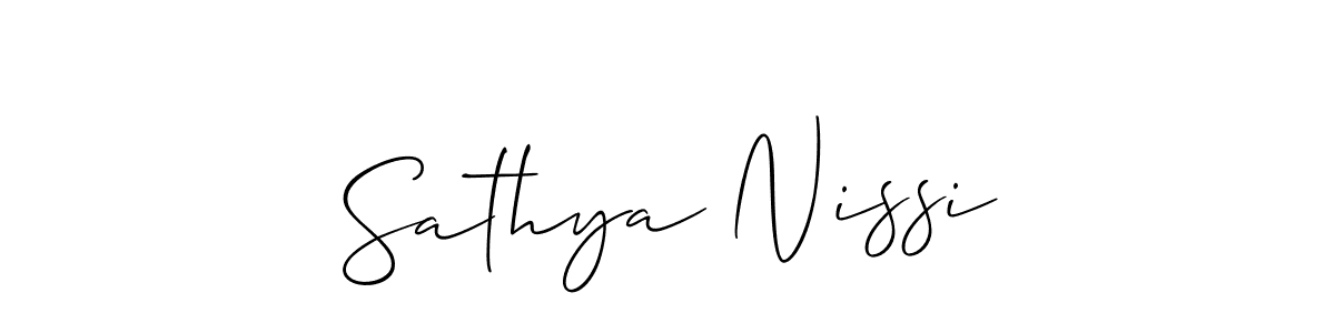 Allison_Script is a professional signature style that is perfect for those who want to add a touch of class to their signature. It is also a great choice for those who want to make their signature more unique. Get Sathya Nissi name to fancy signature for free. Sathya Nissi signature style 2 images and pictures png