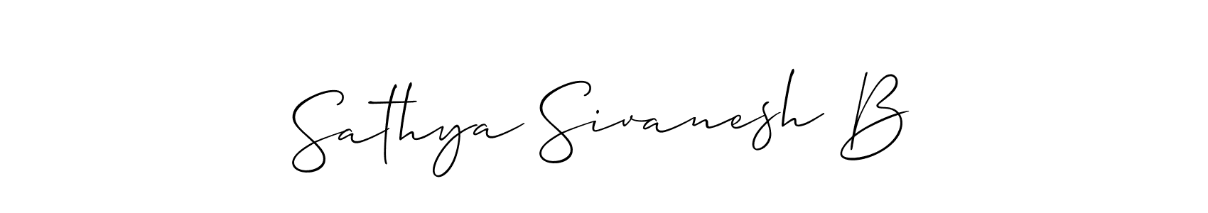 Make a beautiful signature design for name Sathya Sivanesh B. With this signature (Allison_Script) style, you can create a handwritten signature for free. Sathya Sivanesh B signature style 2 images and pictures png