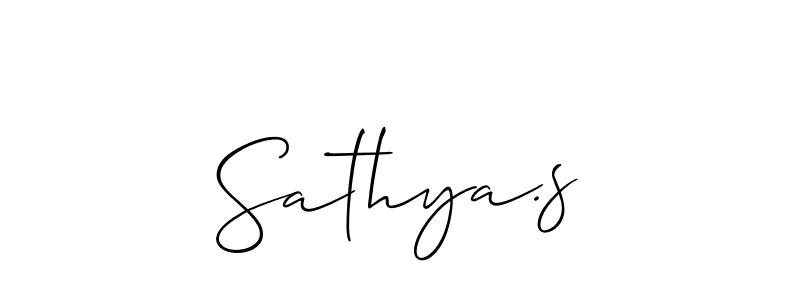 Allison_Script is a professional signature style that is perfect for those who want to add a touch of class to their signature. It is also a great choice for those who want to make their signature more unique. Get Sathya.s name to fancy signature for free. Sathya.s signature style 2 images and pictures png