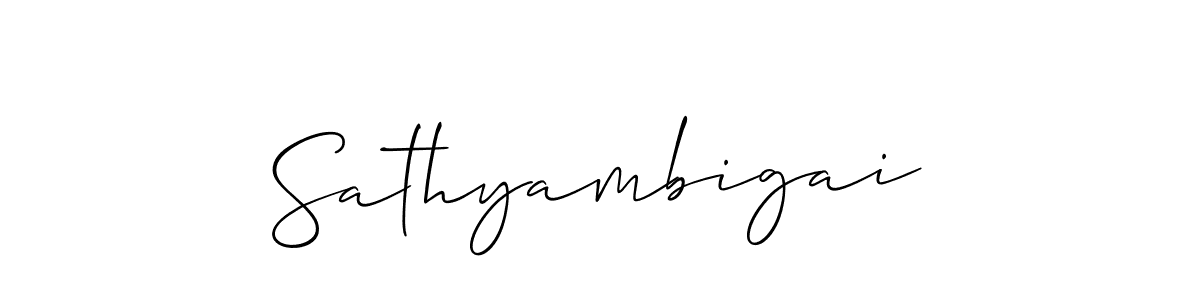 Allison_Script is a professional signature style that is perfect for those who want to add a touch of class to their signature. It is also a great choice for those who want to make their signature more unique. Get Sathyambigai name to fancy signature for free. Sathyambigai signature style 2 images and pictures png