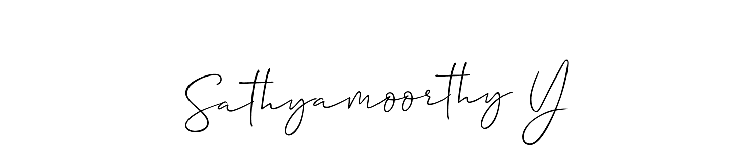 How to make Sathyamoorthy Y name signature. Use Allison_Script style for creating short signs online. This is the latest handwritten sign. Sathyamoorthy Y signature style 2 images and pictures png