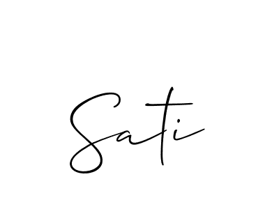 Use a signature maker to create a handwritten signature online. With this signature software, you can design (Allison_Script) your own signature for name Sati. Sati signature style 2 images and pictures png