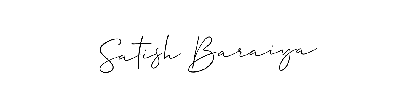 Make a beautiful signature design for name Satish Baraiya. With this signature (Allison_Script) style, you can create a handwritten signature for free. Satish Baraiya signature style 2 images and pictures png