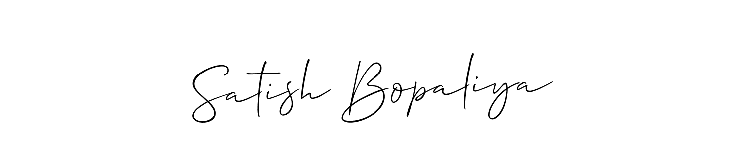 The best way (Allison_Script) to make a short signature is to pick only two or three words in your name. The name Satish Bopaliya include a total of six letters. For converting this name. Satish Bopaliya signature style 2 images and pictures png