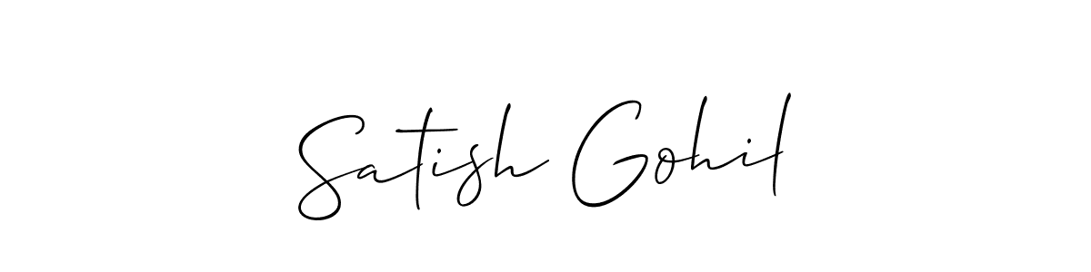 The best way (Allison_Script) to make a short signature is to pick only two or three words in your name. The name Satish Gohil include a total of six letters. For converting this name. Satish Gohil signature style 2 images and pictures png