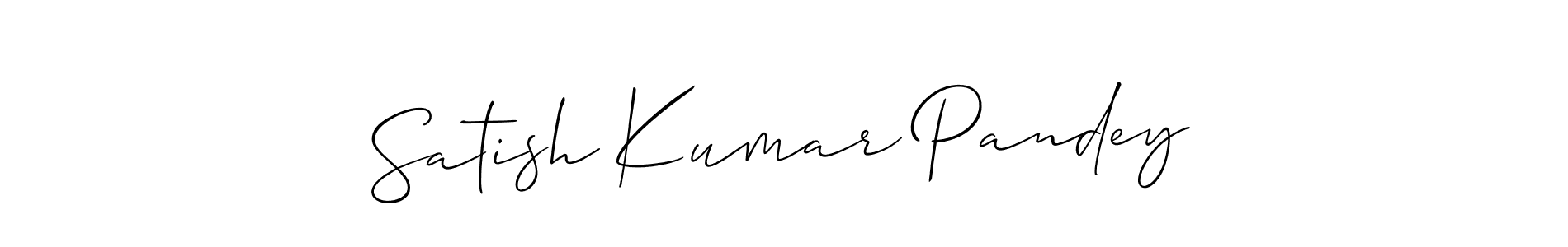 Allison_Script is a professional signature style that is perfect for those who want to add a touch of class to their signature. It is also a great choice for those who want to make their signature more unique. Get Satish Kumar Pandey name to fancy signature for free. Satish Kumar Pandey signature style 2 images and pictures png