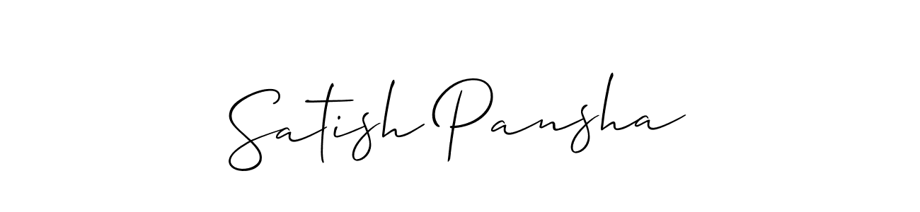 You should practise on your own different ways (Allison_Script) to write your name (Satish Pansha) in signature. don't let someone else do it for you. Satish Pansha signature style 2 images and pictures png