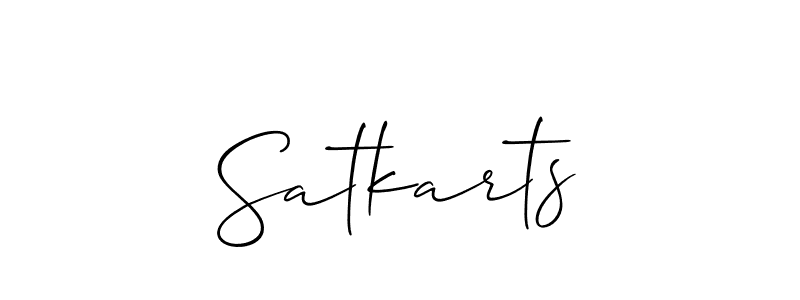 Similarly Allison_Script is the best handwritten signature design. Signature creator online .You can use it as an online autograph creator for name Satkarts. Satkarts signature style 2 images and pictures png