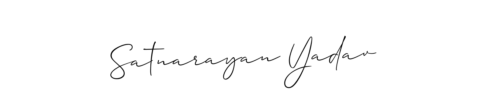 Make a beautiful signature design for name Satnarayan Yadav. With this signature (Allison_Script) style, you can create a handwritten signature for free. Satnarayan Yadav signature style 2 images and pictures png